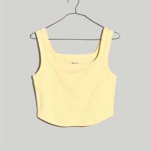 Madewell Light Yellow Ribbed Crop Top